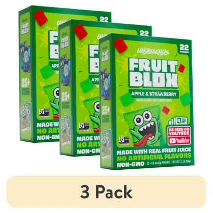 FruitBlox Unspeakable Apple Strawberry Fruit Snacks, 22 Count, 3 Pack