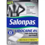 Salonpas Lidocaine Pain Relieving Maximum Strength Gel Patches, 15 Count