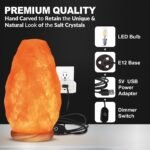 WBM Salt Lamp - USB Himalayan Salt Lamp with Touch Dimmer Control, Natural Pink Crystal, 5-7 lbs, Wooden Base, LED Bulb, Room Decor, Home Decor, Relaxation, Ambiance, Gift - Image 4